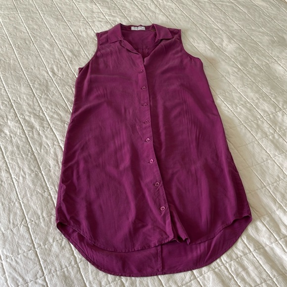 Deep Purple Silk Sleeveless Adalyn Shirt Dress from Equipment - Picture 7 of 10